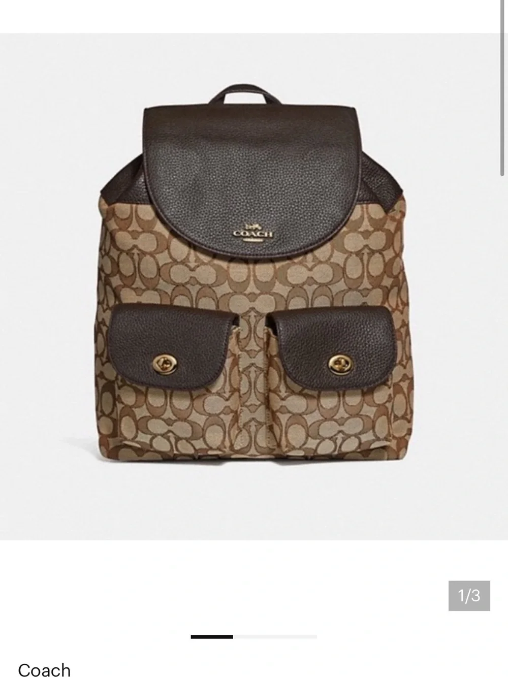 Coach Billie Brown Jacquard Signature Canvas Backpack - Picture 9 of 9